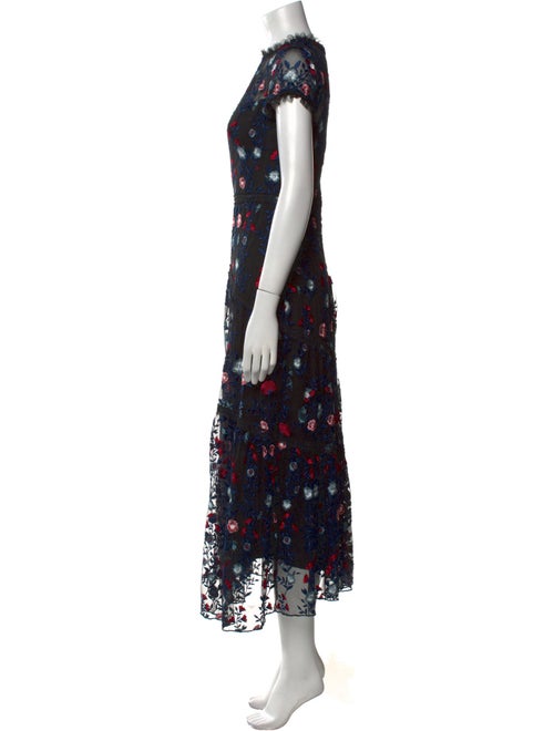 ML Monique Lhuillier Floral Print Long Dress