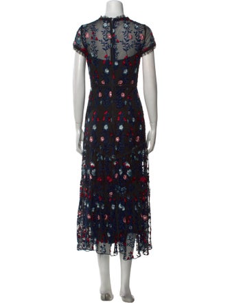 ML Monique Lhuillier Floral Print Long Dress