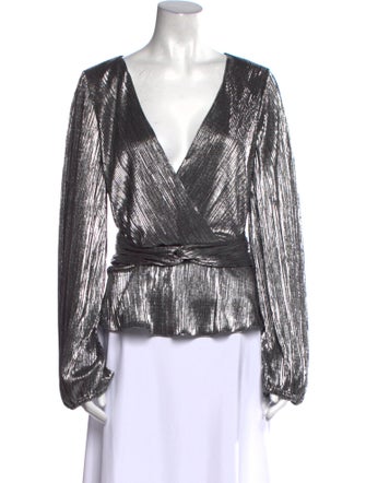 ML Monique Lhuillier Printed V-Neck Blouse