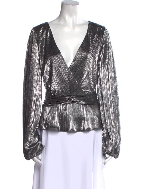 ML Monique Lhuillier Printed V-Neck Blouse