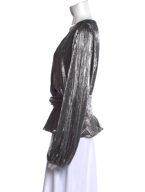 ML Monique Lhuillier Printed V-Neck Blouse