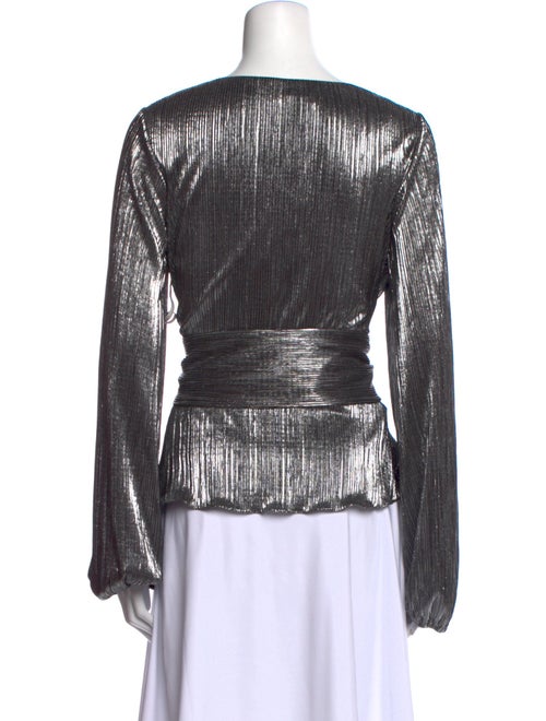 ML Monique Lhuillier Printed V-Neck Blouse