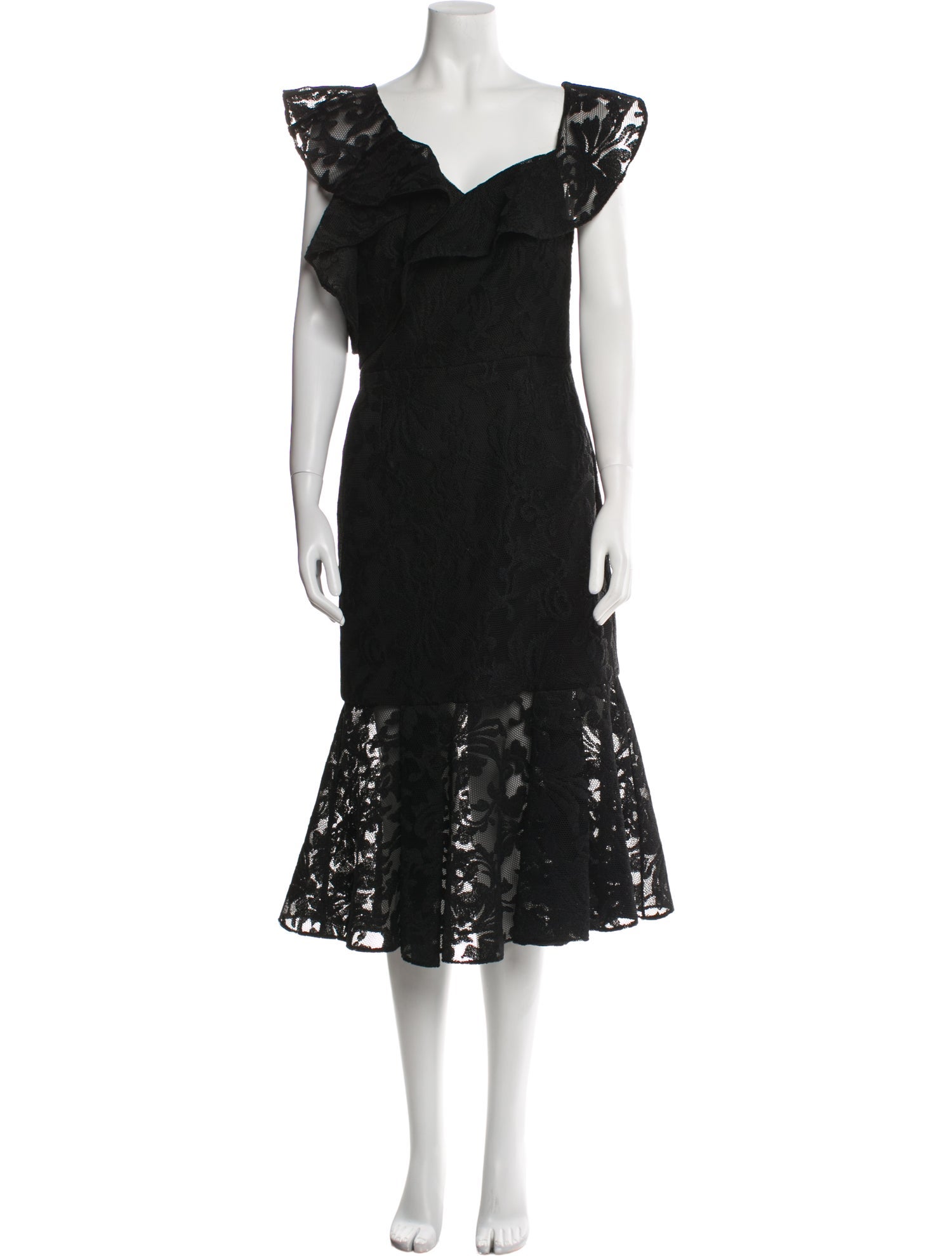 ML Monique Lhuillier Lace Pattern Midi Length Dress