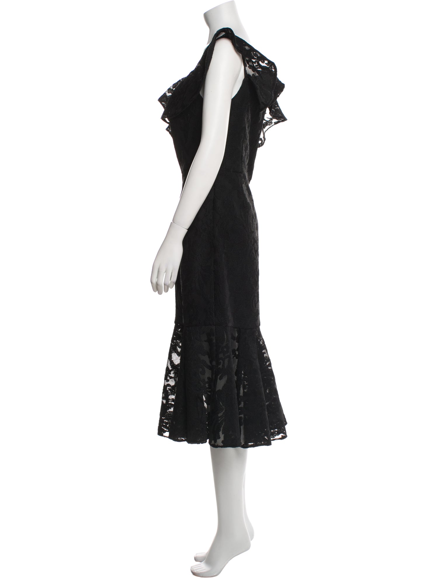 ML Monique Lhuillier Lace Pattern Midi Length Dress