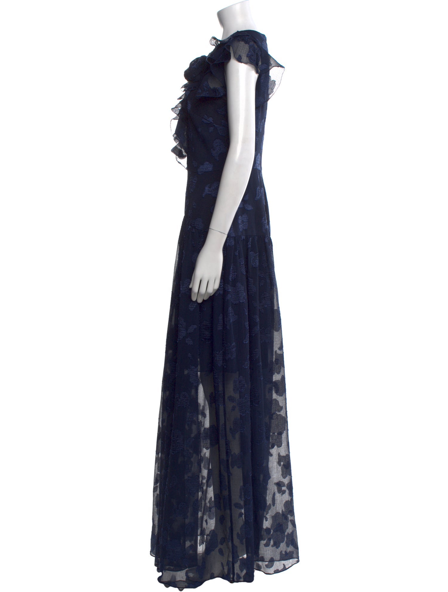 ML Monique Lhuillier Printed Long Dress