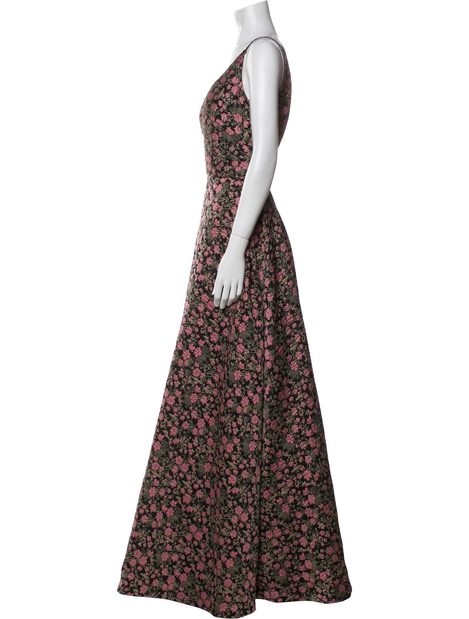ML Monique Lhuillier Floral Print Long Dress