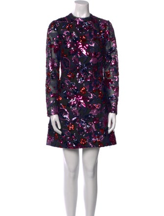 ML Monique Lhuillier Floral Print Mini Dress