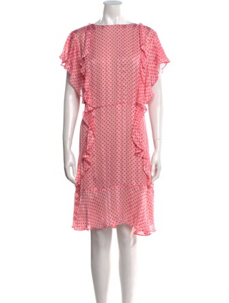 ML Monique Lhuillier Polka Dot Print Knee-Length Dress