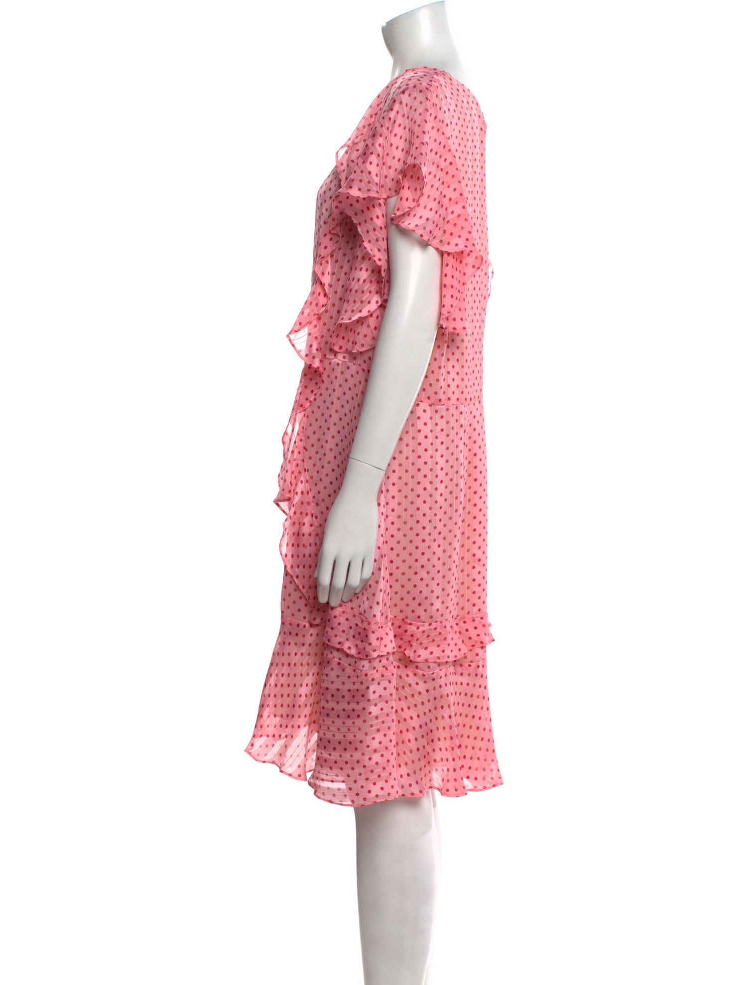 ML Monique Lhuillier Polka Dot Print Knee-Length Dress