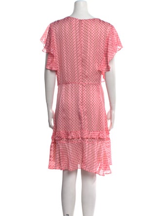 ML Monique Lhuillier Polka Dot Print Knee-Length Dress