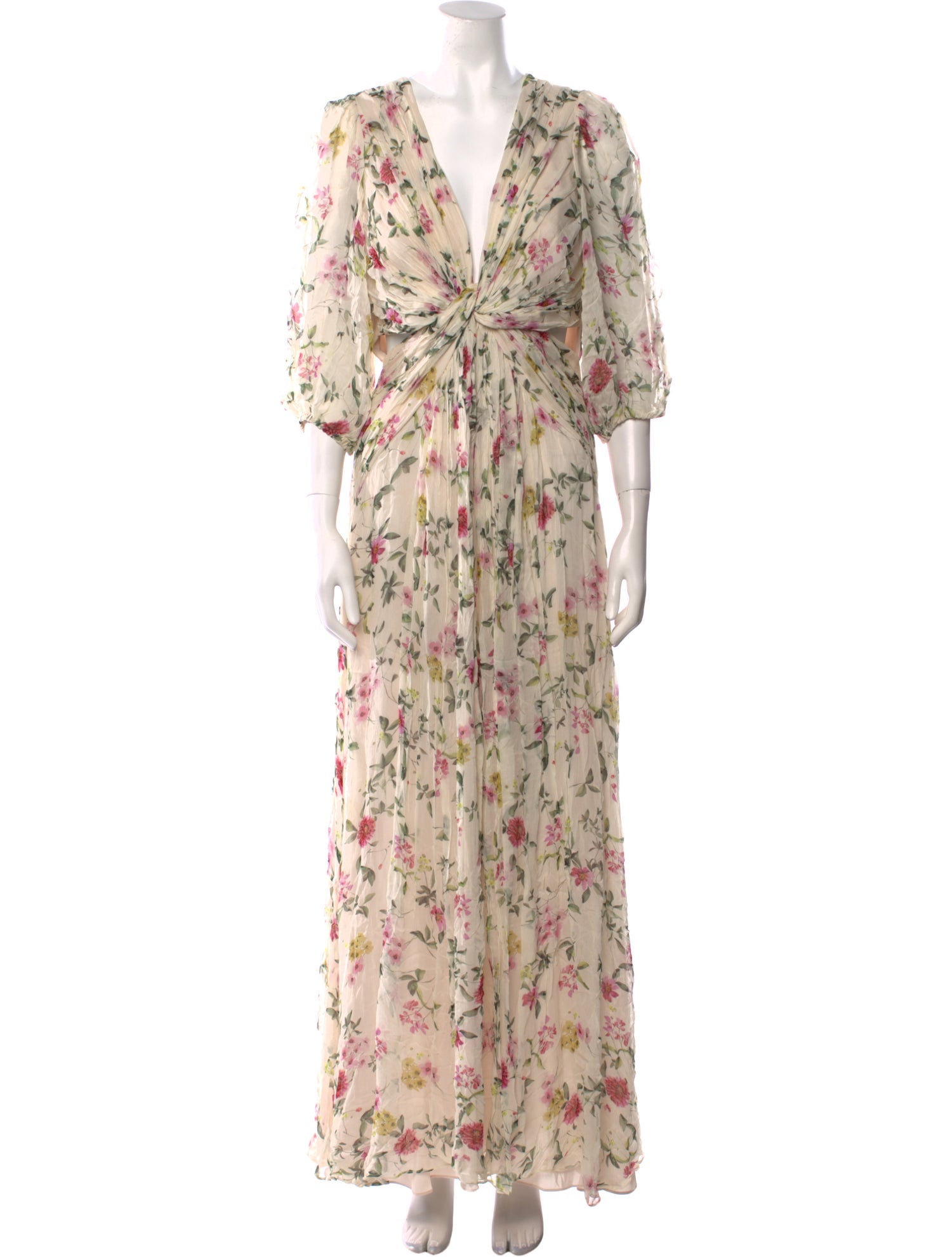 ML Monique Lhuillier Floral Print Long Dress