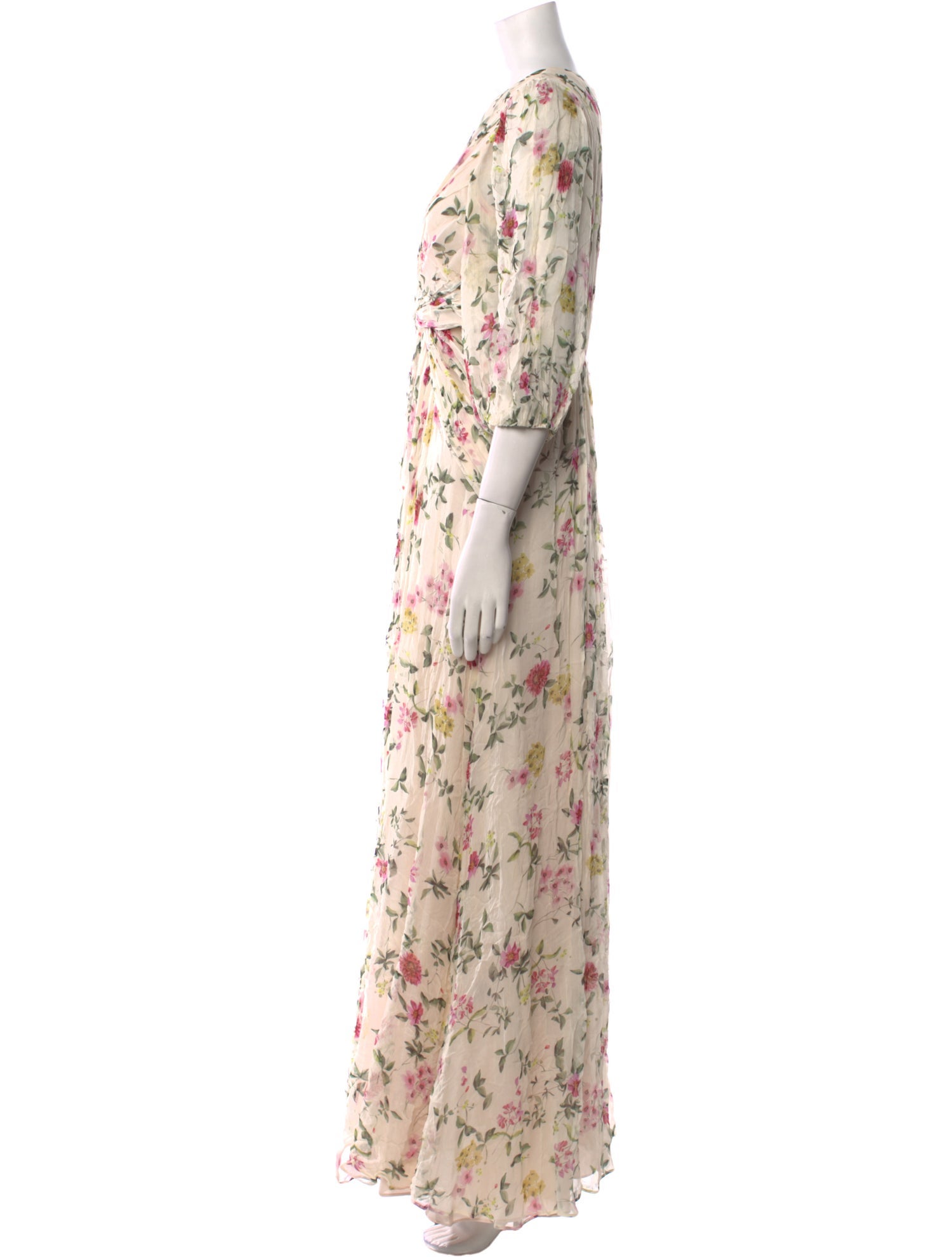 ML Monique Lhuillier Floral Print Long Dress