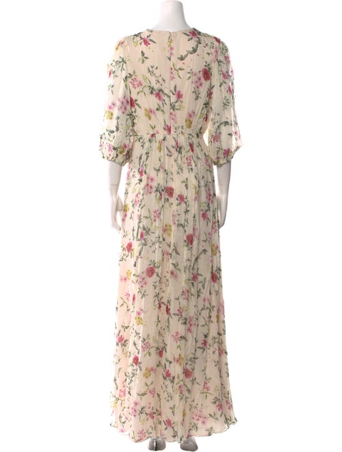 ML Monique Lhuillier Floral Print Long Dress