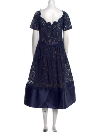 ML Monique Lhuillier Lace Pattern Midi Length Dress