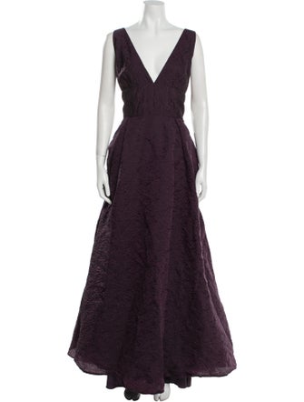 ML Monique Lhuillier V-Neck Long Dress