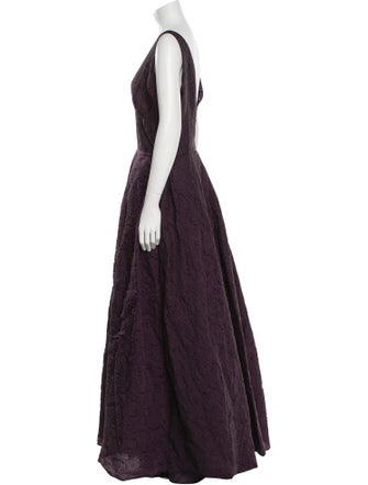 ML Monique Lhuillier V-Neck Long Dress