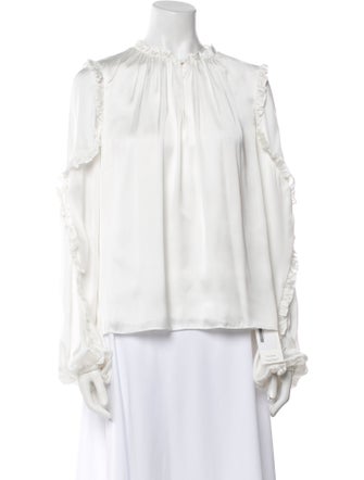 ML Monique Lhuillier Mock Neck Long Sleeve Blouse
