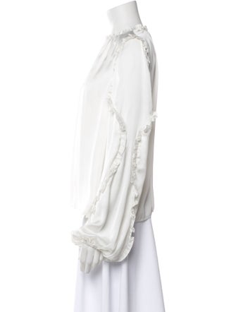 ML Monique Lhuillier Mock Neck Long Sleeve Blouse