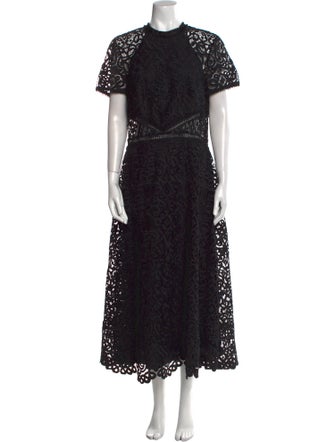 ML Monique Lhuillier Lace Pattern Long Dress
