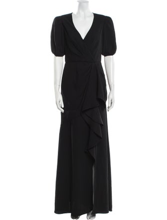 ML Monique Lhuillier V-Neck Long Dress