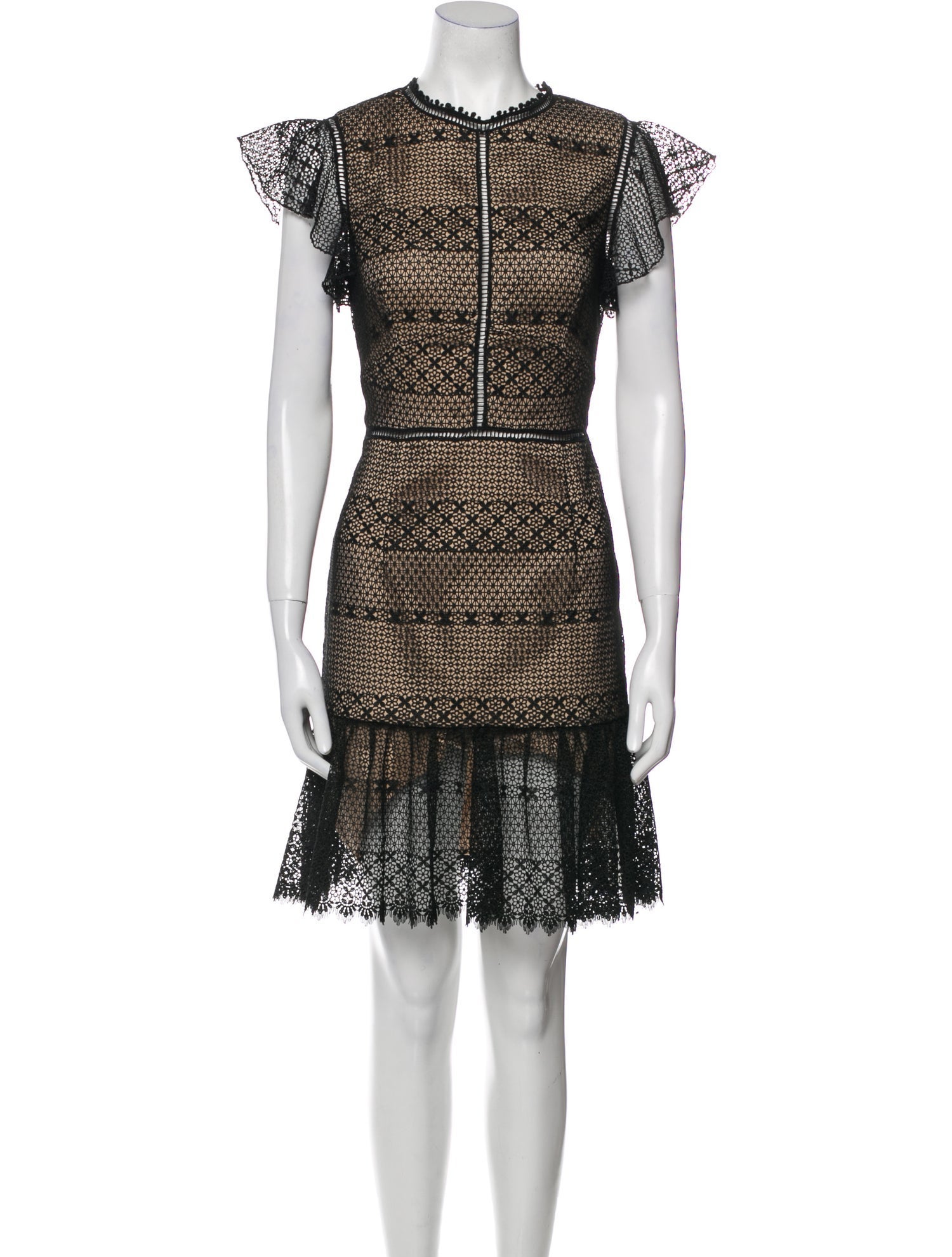 ML Monique Lhuillier Lace Pattern Knee-Length Dress