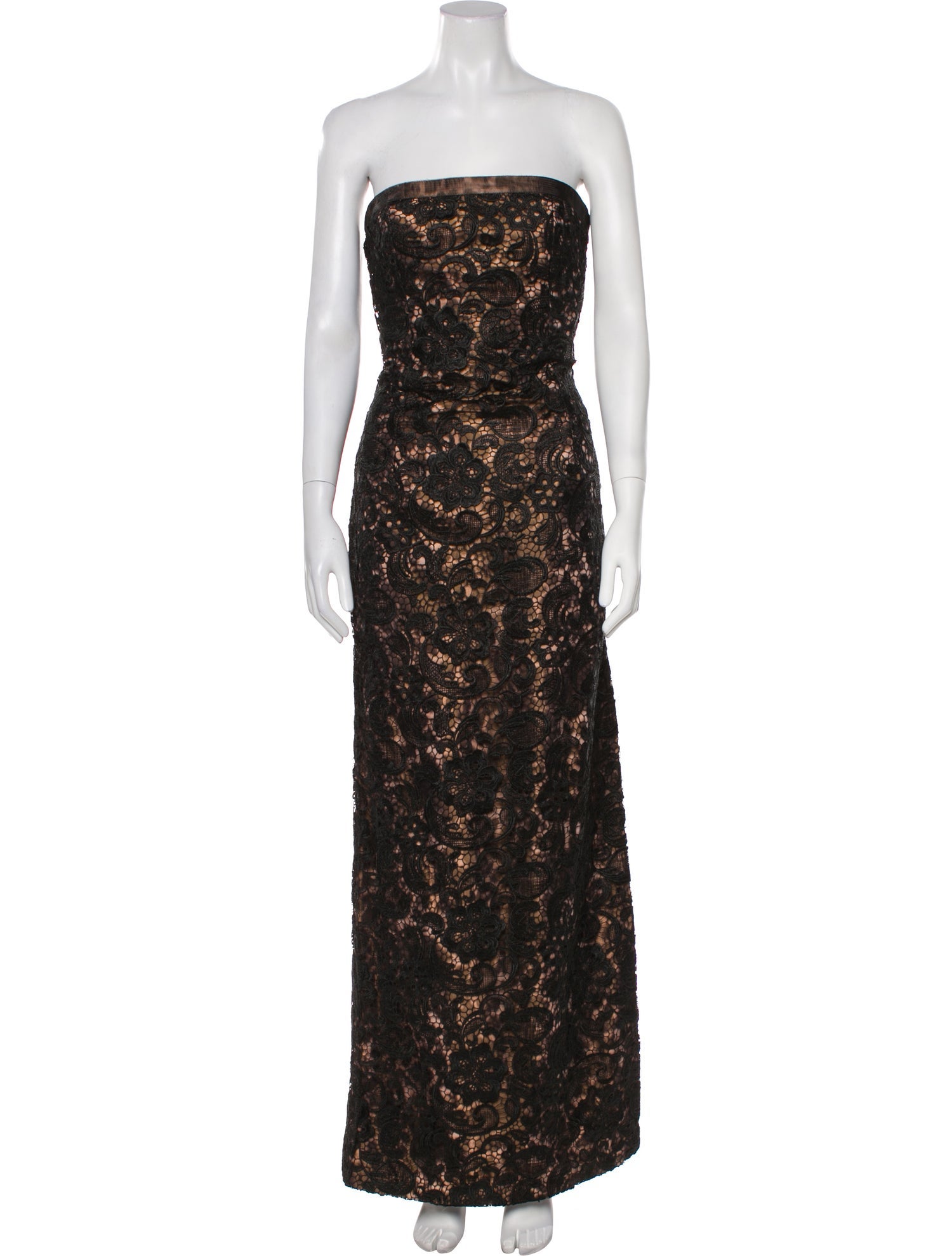 ML Monique Lhuillier Lace Pattern Long Dress