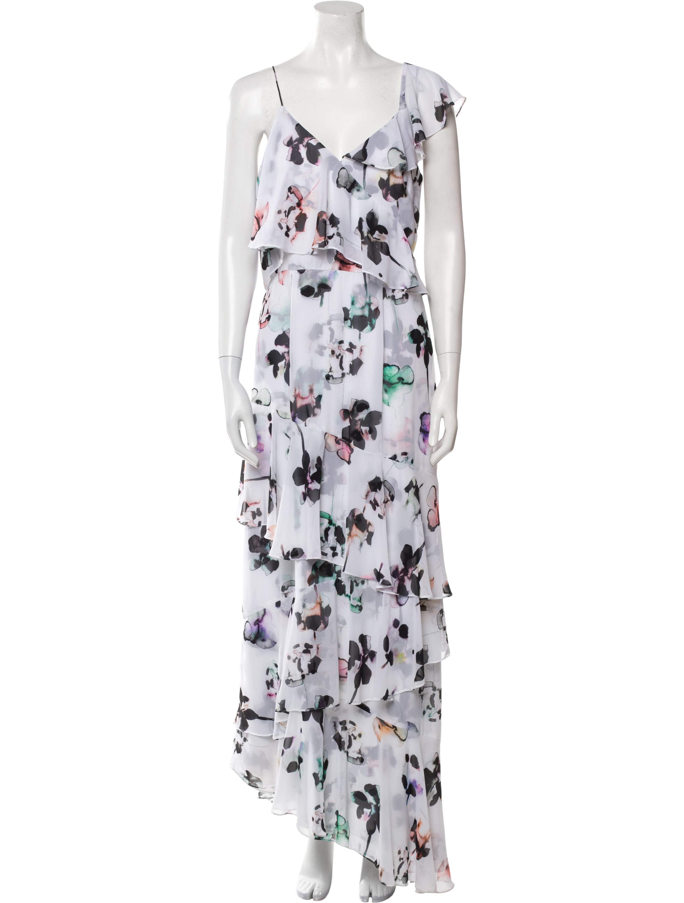 ML Monique Lhuillier Floral Print Long Dress
