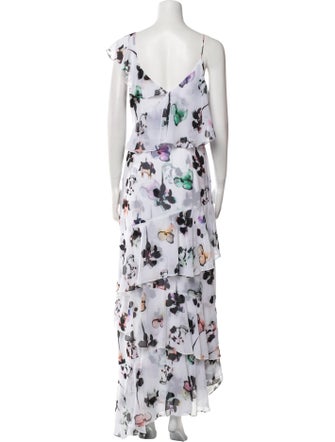 ML Monique Lhuillier Floral Print Long Dress