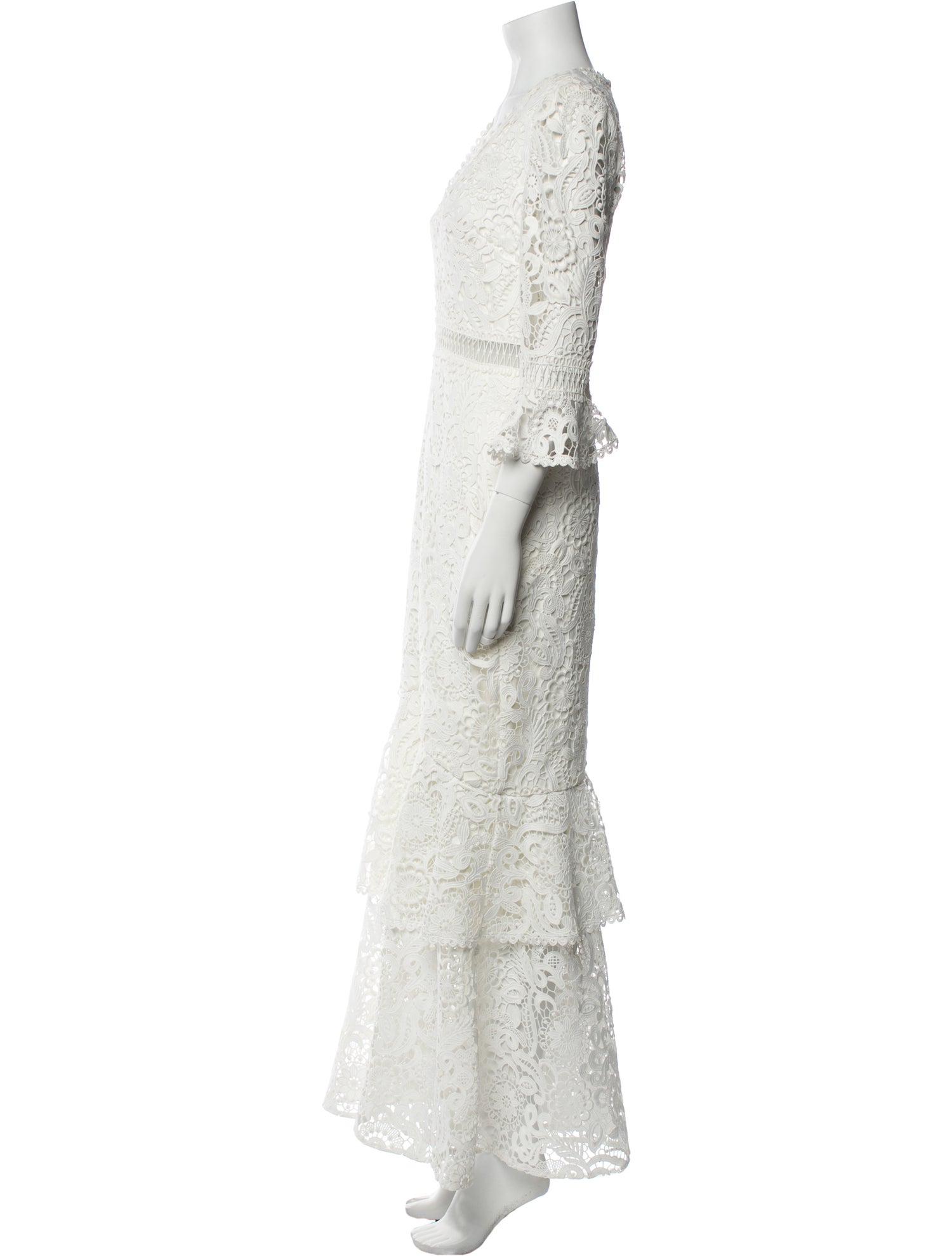 ML Monique Lhuillier Lace Pattern Long Dress