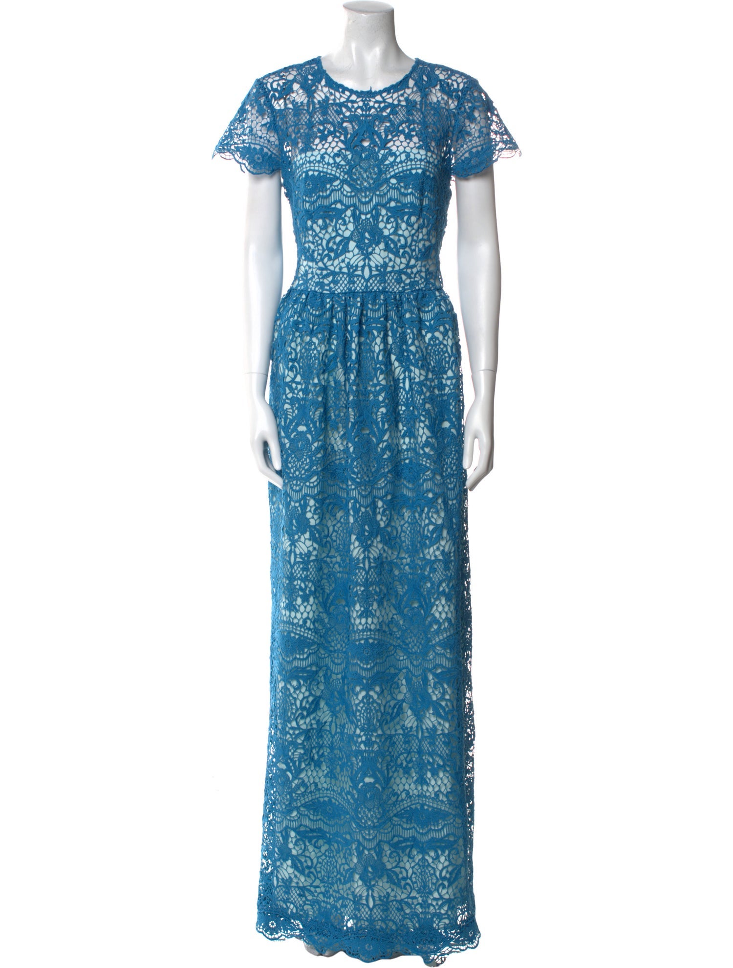 ML Monique Lhuillier Lace Pattern Long Dress