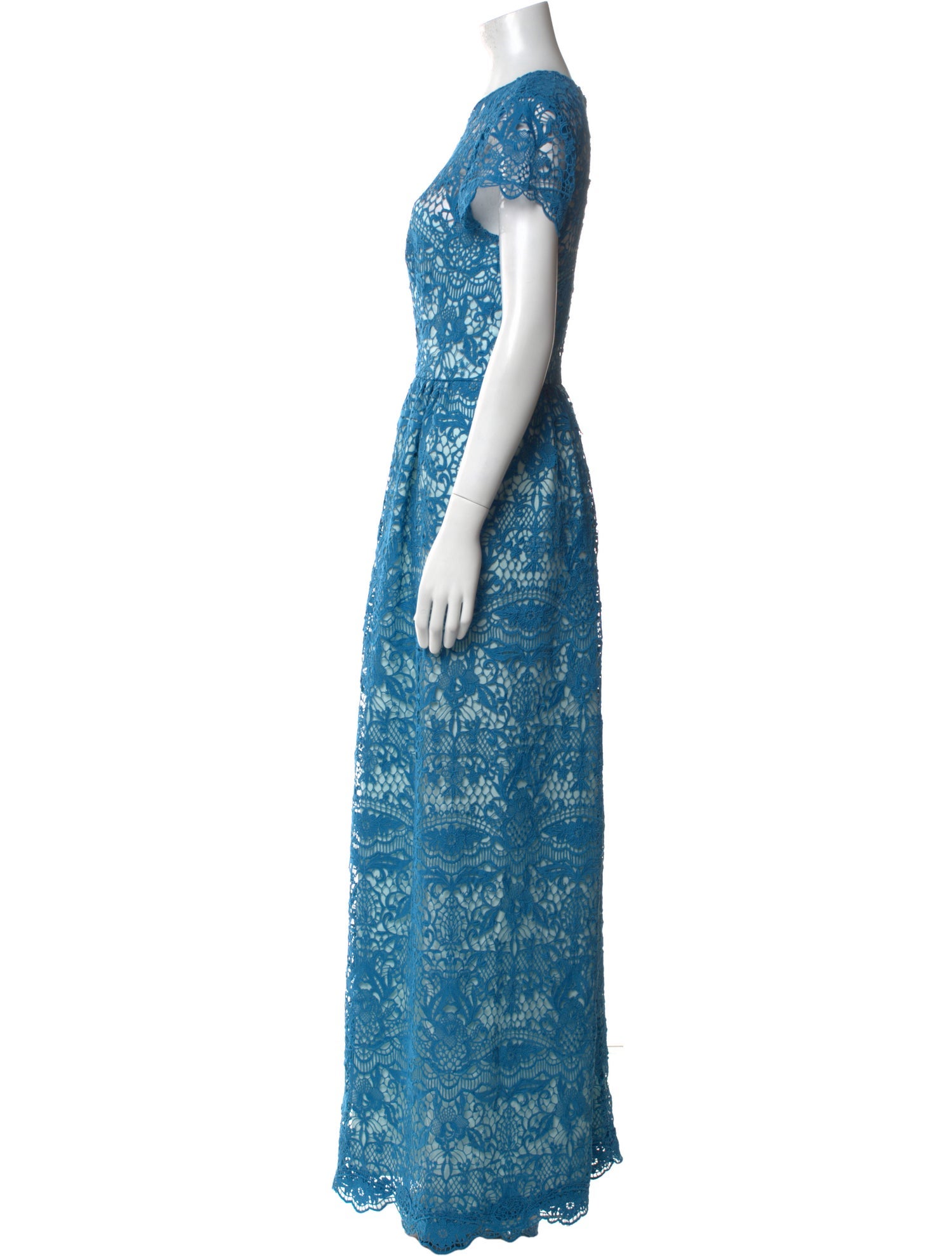 ML Monique Lhuillier Lace Pattern Long Dress