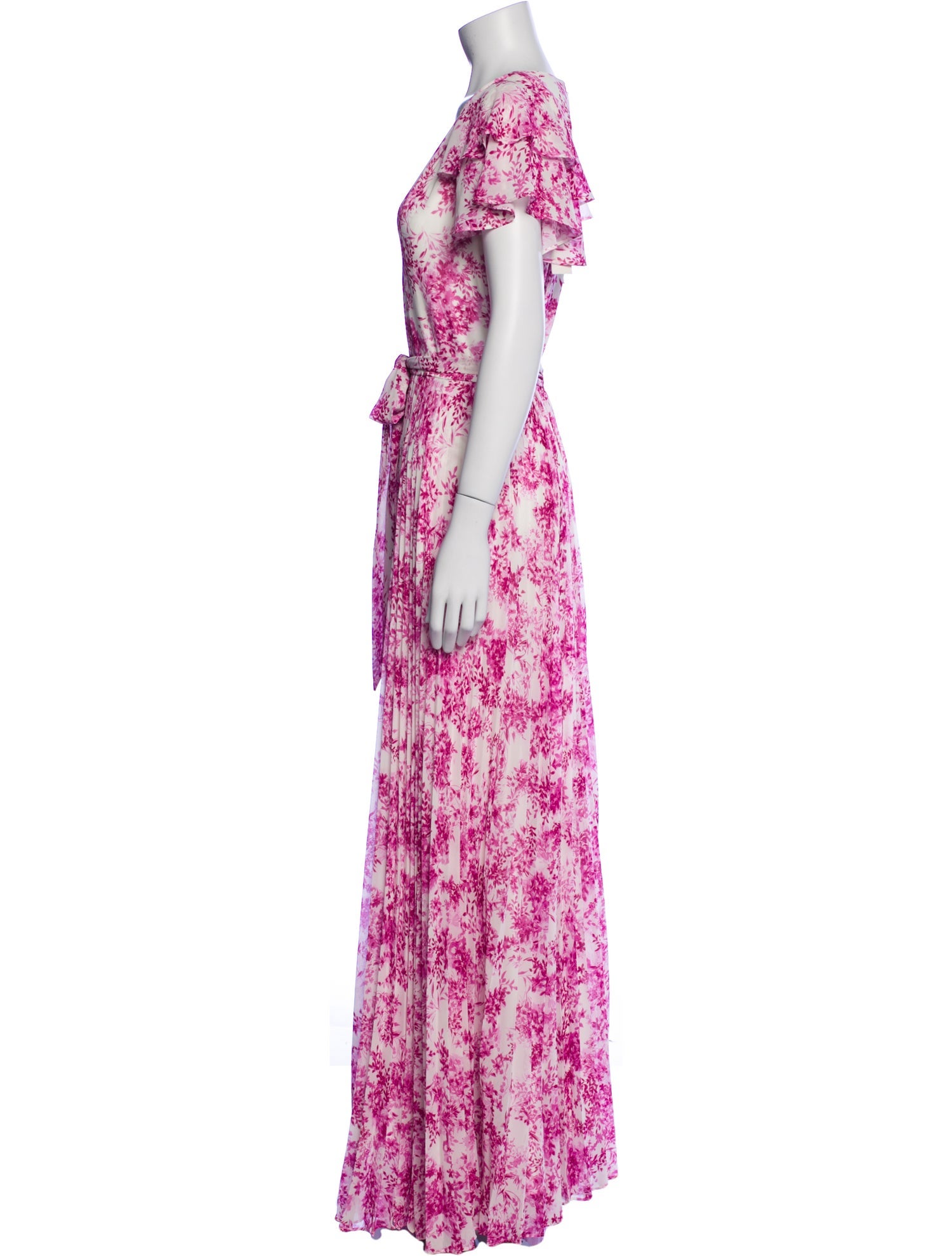 ML Monique Lhuillier Floral Print Long Dress w/ Tags