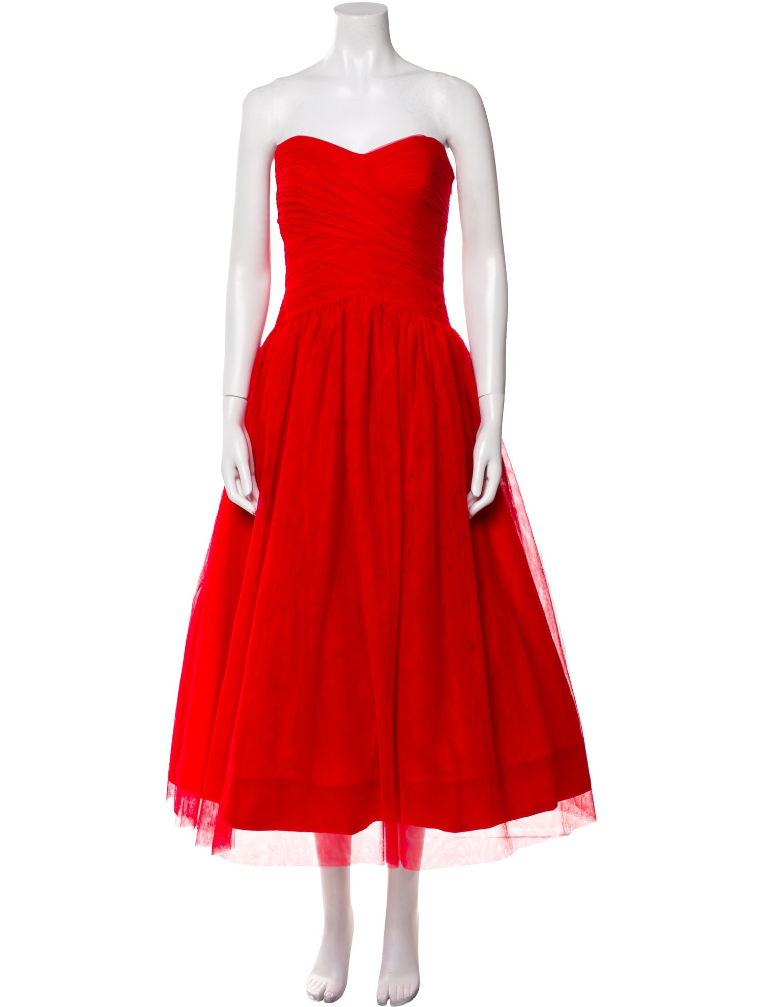 ML Monique Lhuillier Strapless Midi Length Dress