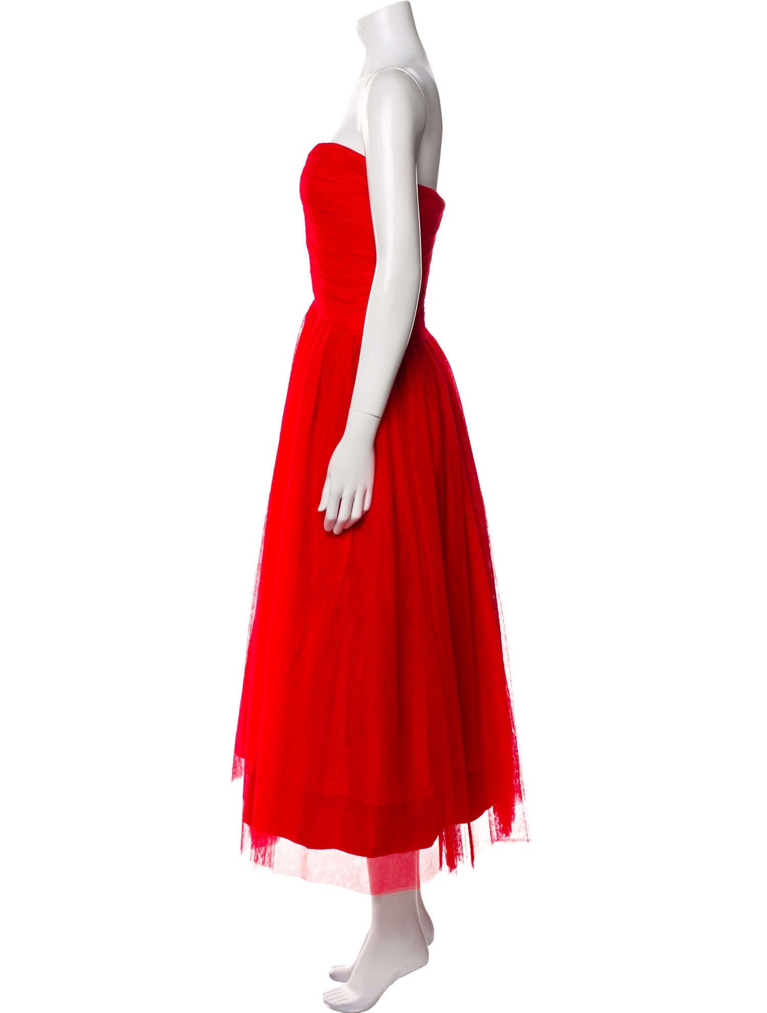 ML Monique Lhuillier Strapless Midi Length Dress