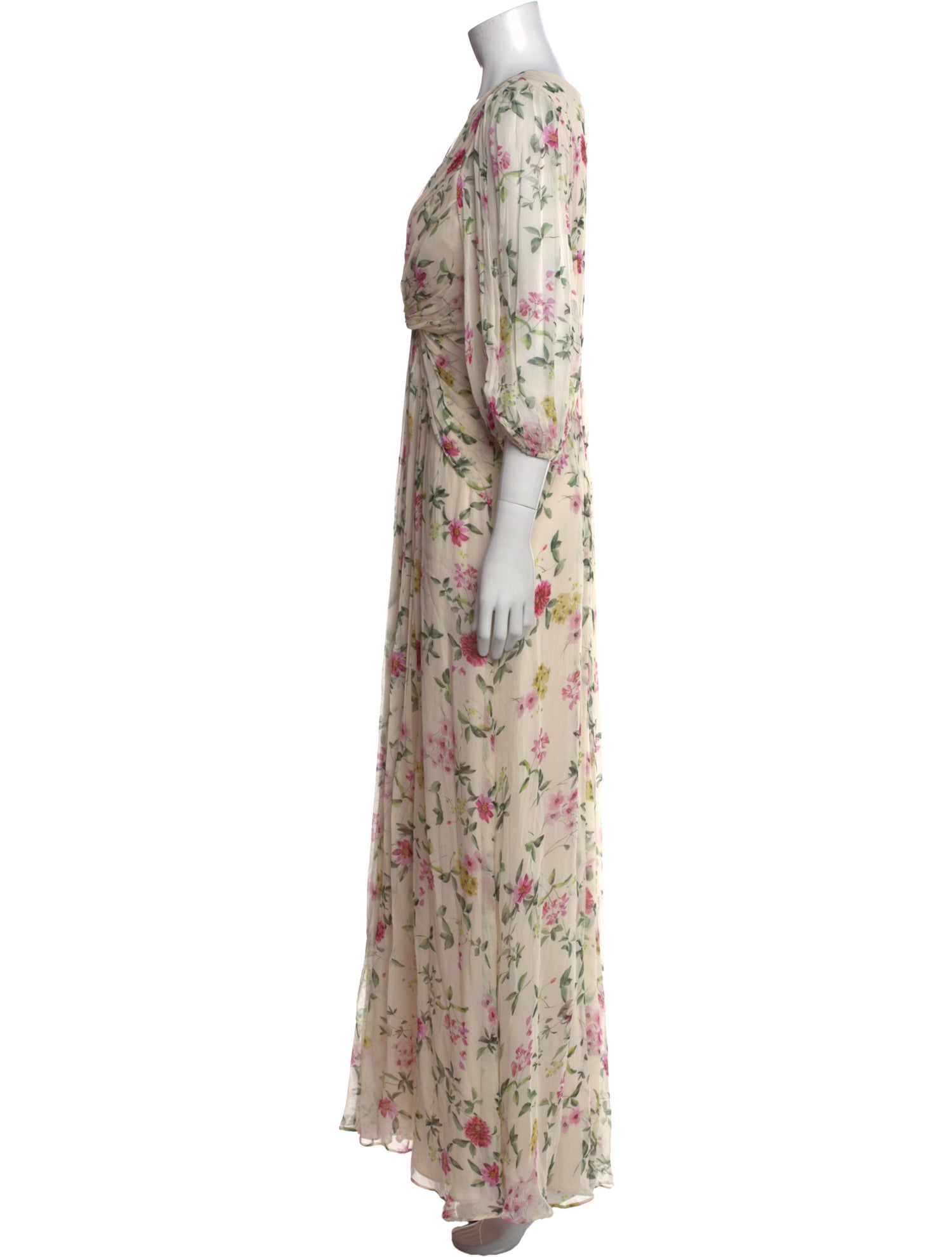 ML Monique Lhuillier Floral Print Long Dress
