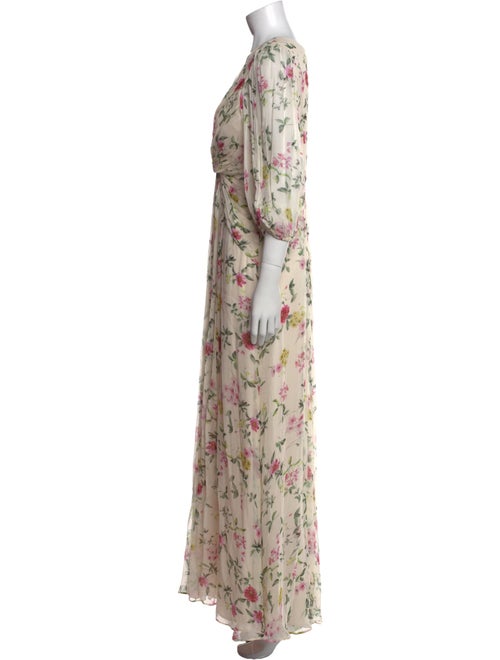 ML Monique Lhuillier Floral Print Long Dress