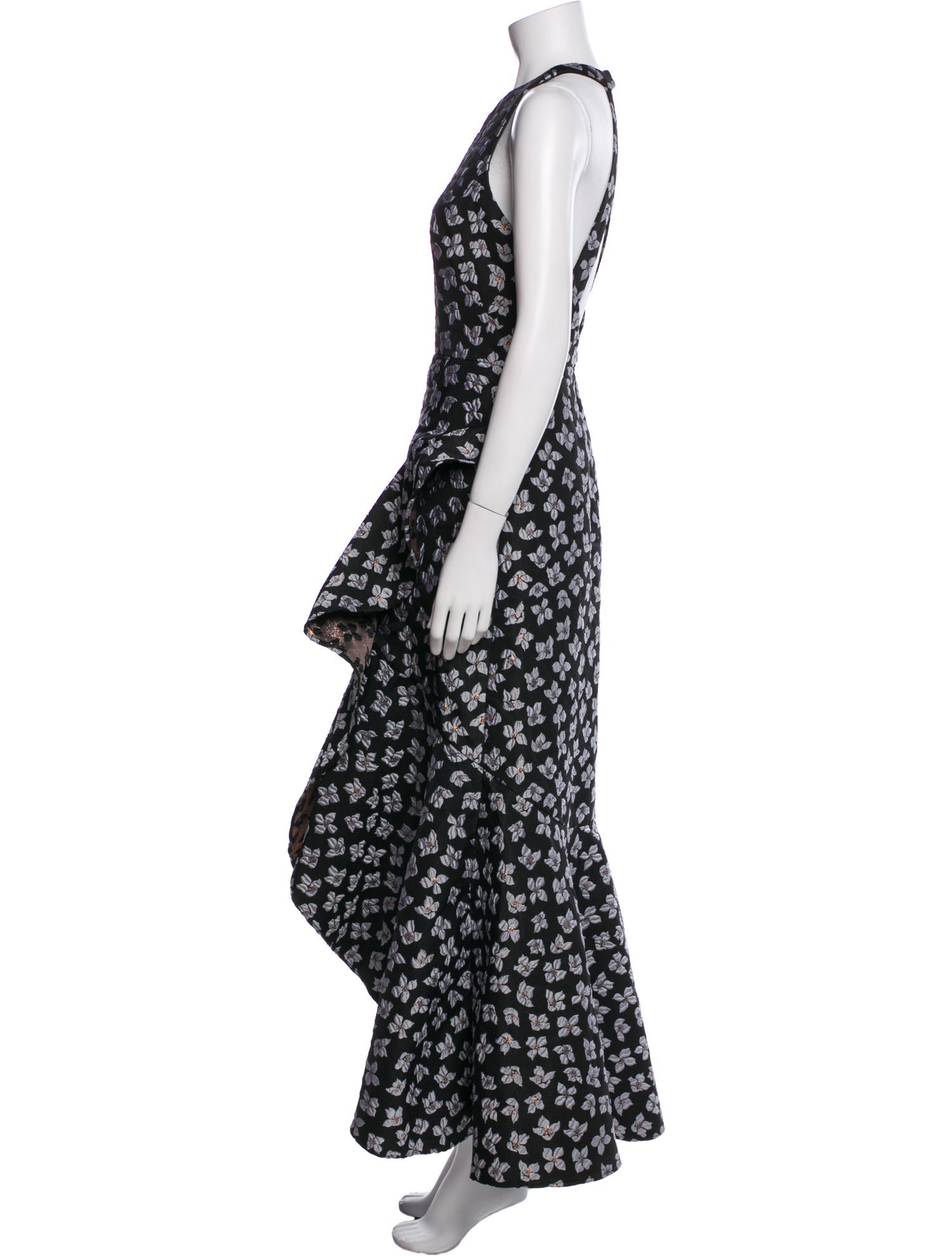 ML Monique Lhuillier Floral Print Long Dress