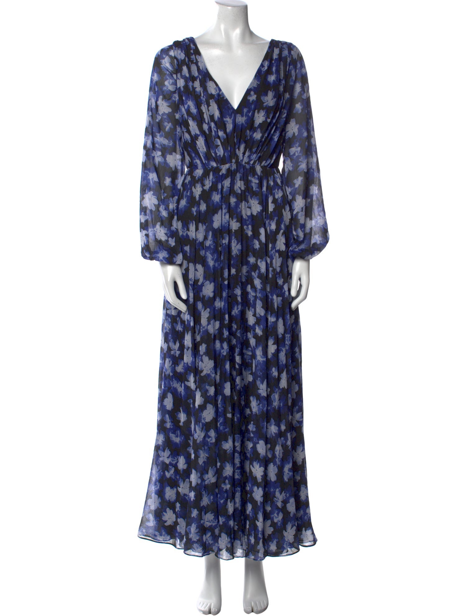 ML Monique Lhuillier Tie-Dye Print Long Dress