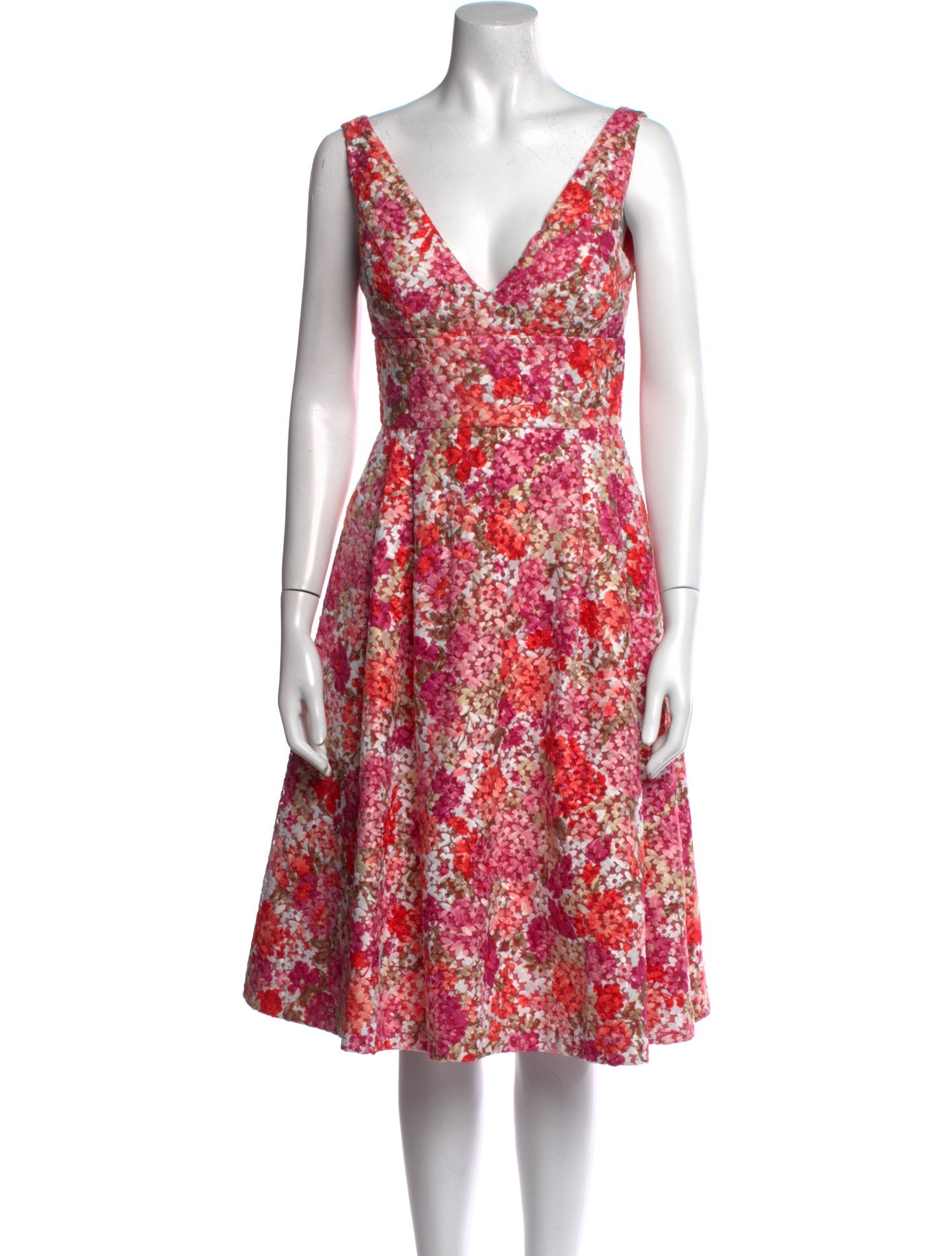 ML Monique Lhuillier Floral Print Knee-Length Dress