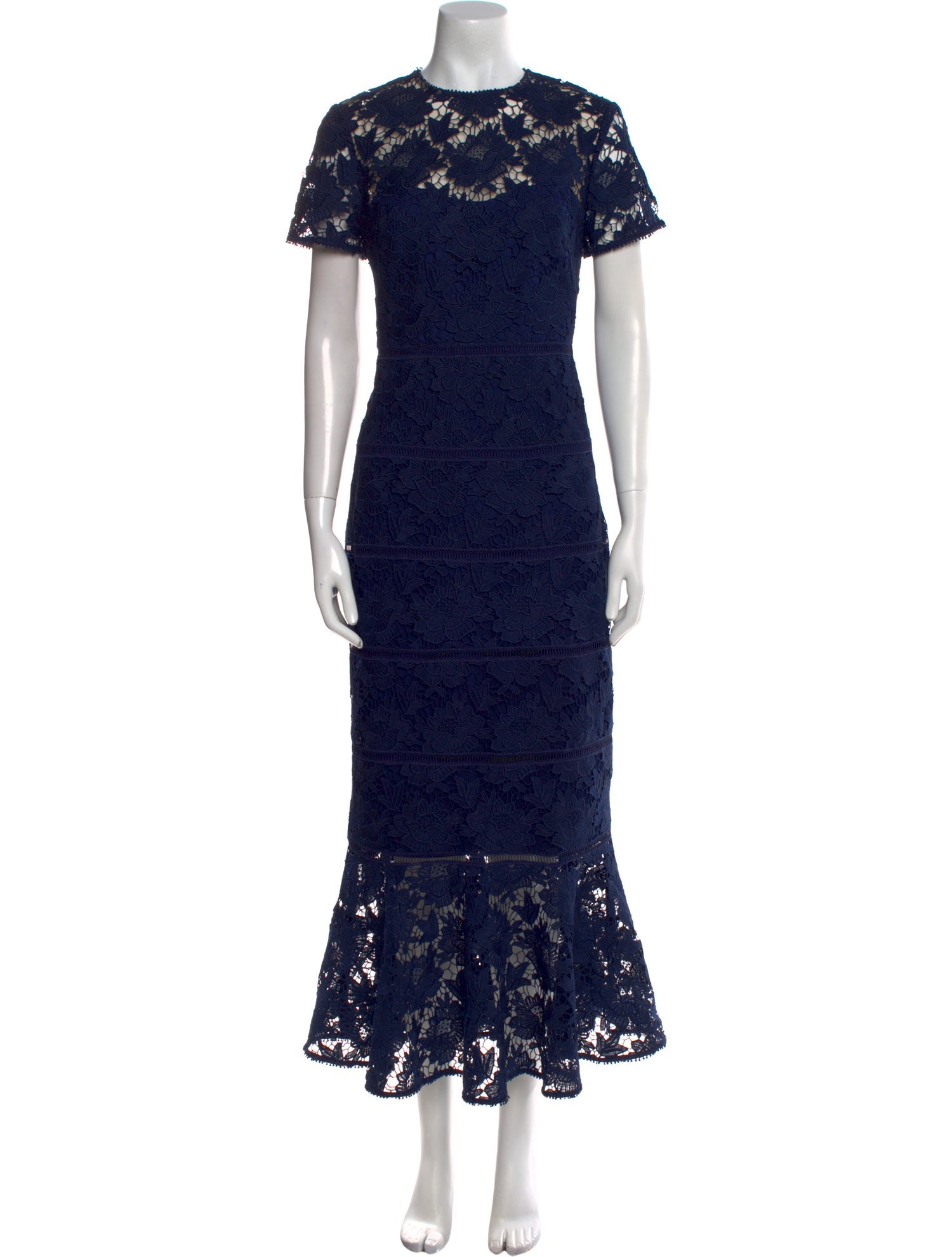 ML Monique Lhuillier Lace Pattern Long Dress