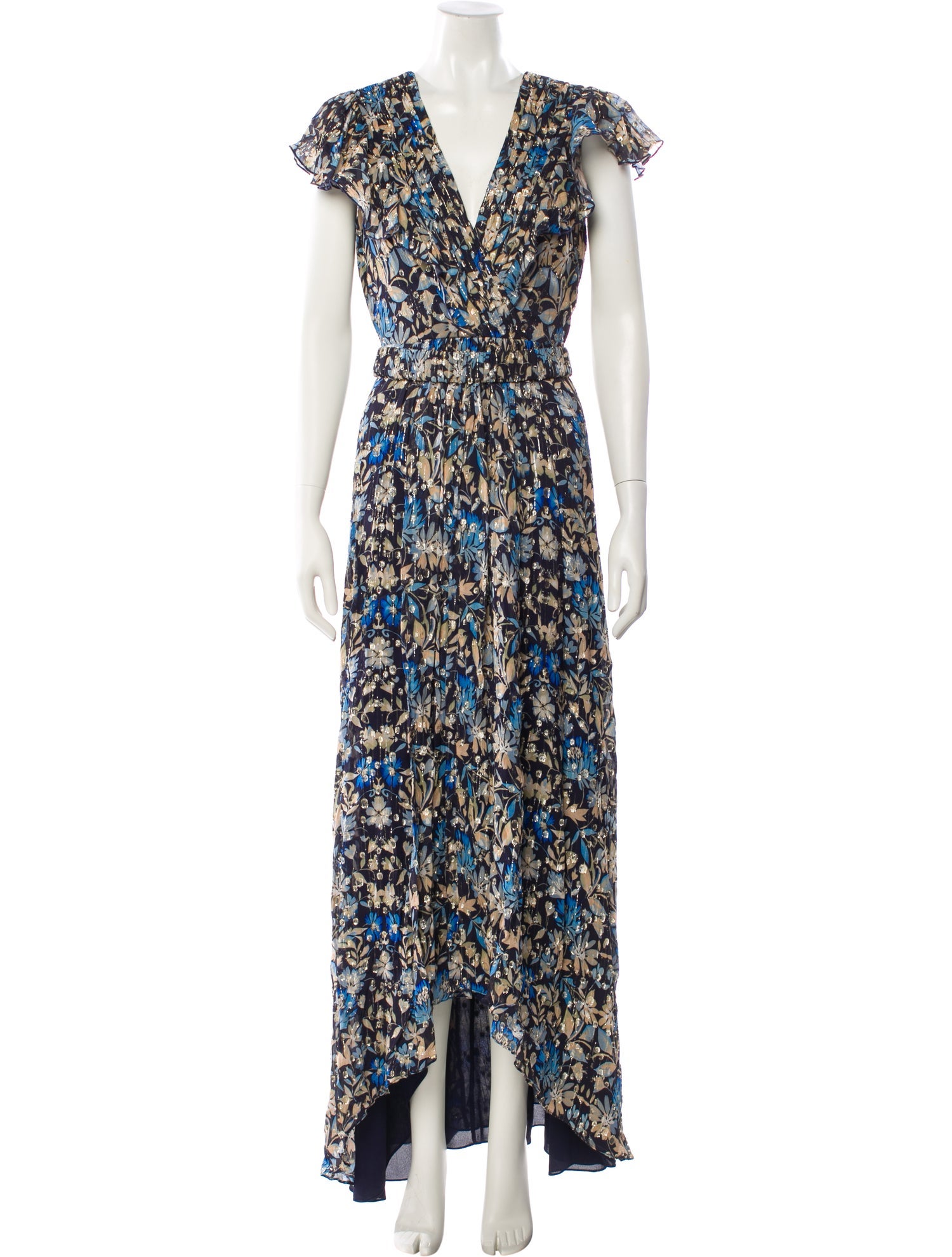 ML Monique Lhuillier Floral Print Long Dress