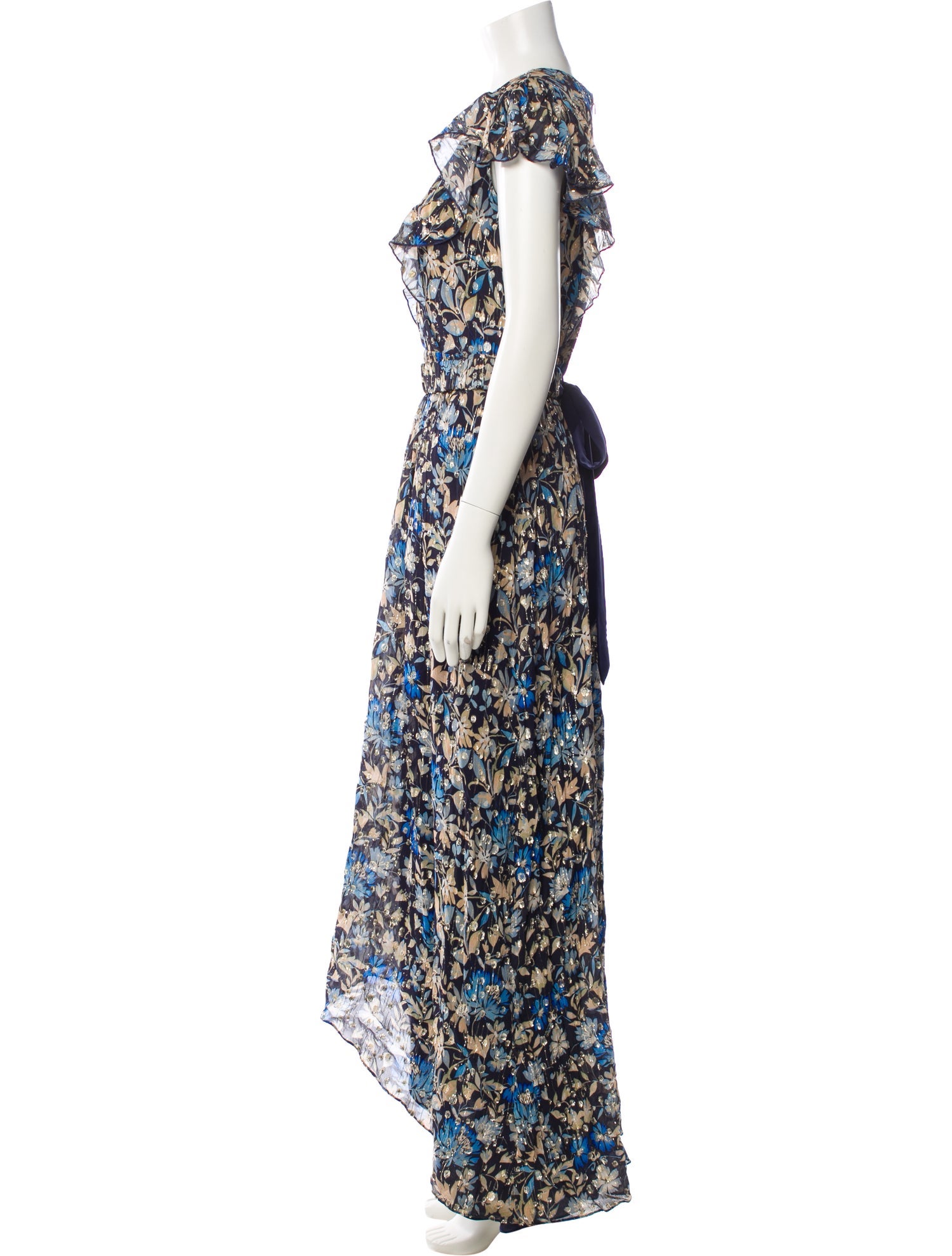 ML Monique Lhuillier Floral Print Long Dress