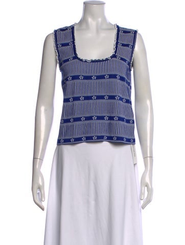 Pre-owned Molli Striped Scoop Neck Top In White