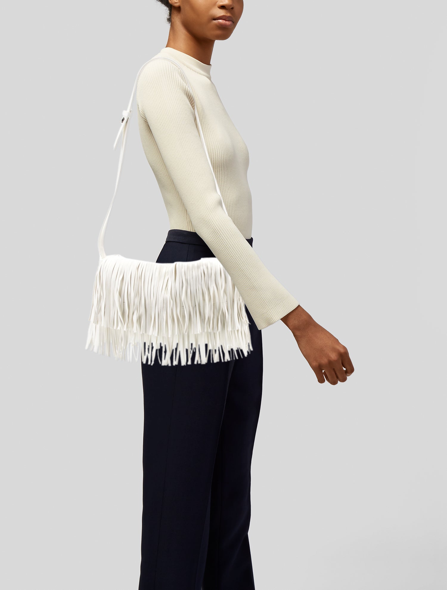 Simon Miller Suede Crossbody Fringe Bag - White Crossbody Bags  