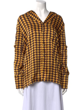 Simon Miller Printed V-Neck Button-Up Top