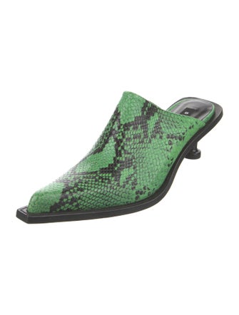 Simon Miller Embossed Leather Animal Print Mules