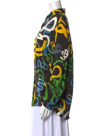 Simon Miller Printed Long Sleeve Button-Up Top