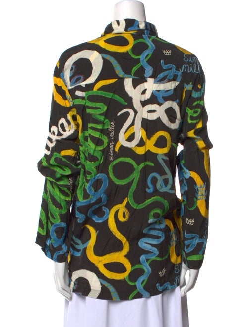 Simon Miller Printed Long Sleeve Button-Up Top