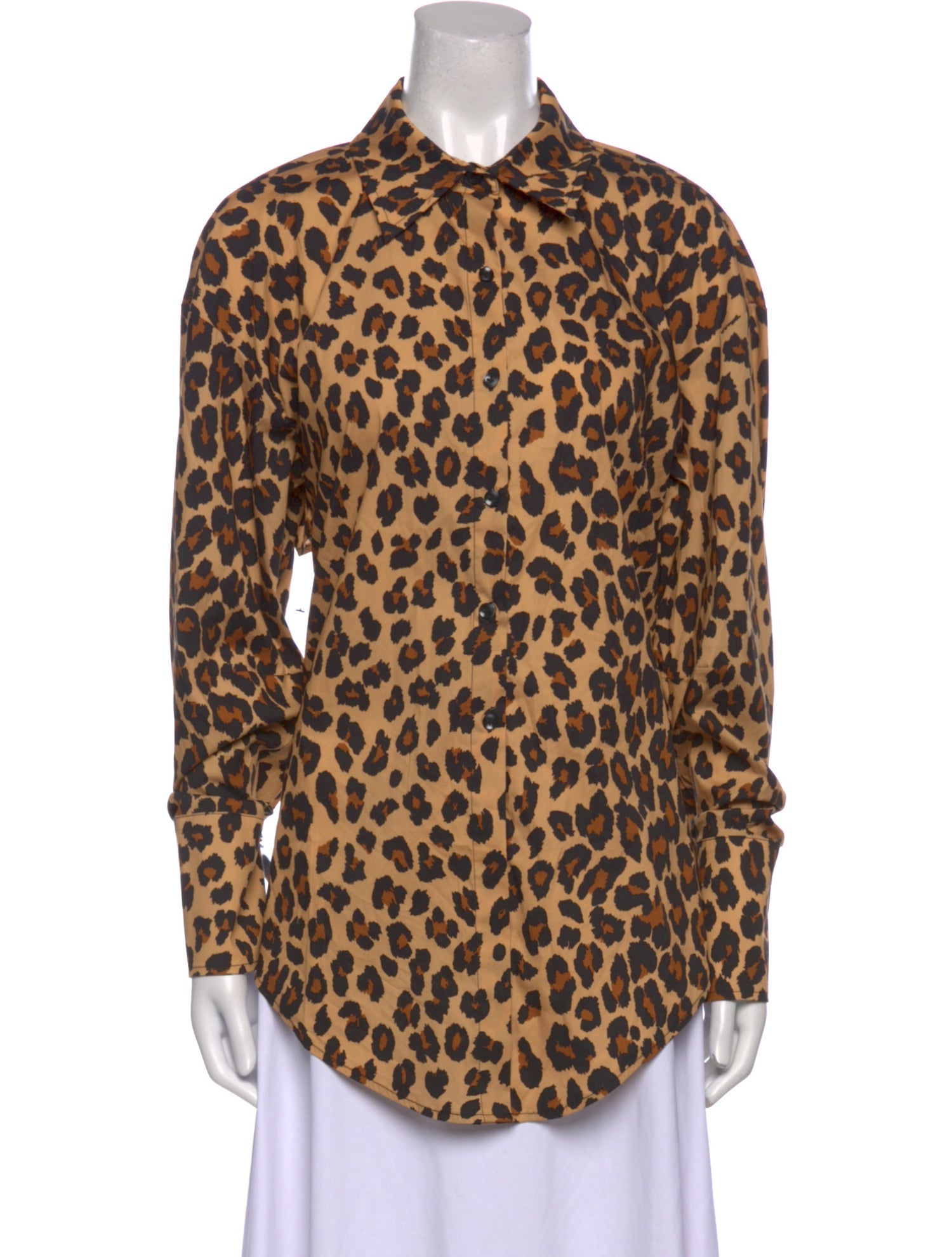 Simon Miller Animal Print Long Sleeve Button-Up Top