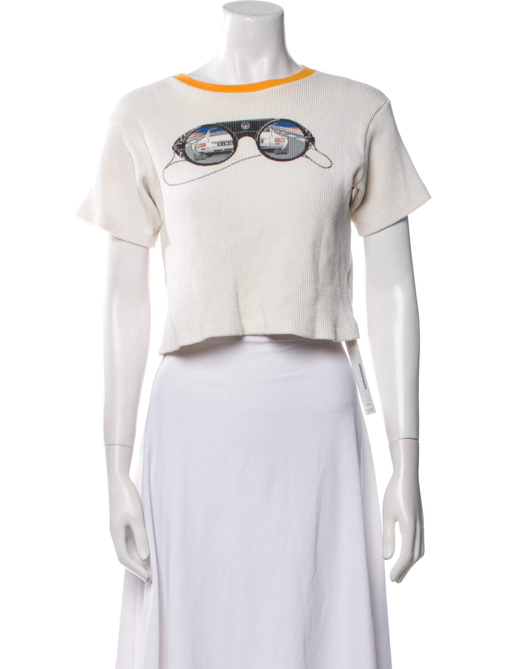 Simon Miller Graphic Print Bateau Neckline Crop Top